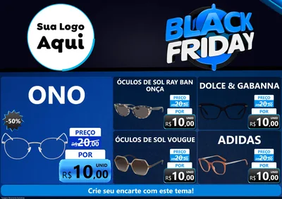 Modelo de Encarte para Encarte A4 Horizontal com o tema Black Friday para Óticas