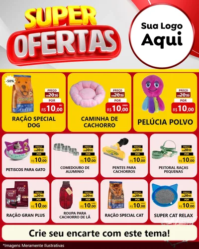 Modelo de Rede Social para Feed Instagram com o tema Super Ofertas para Pet Shop