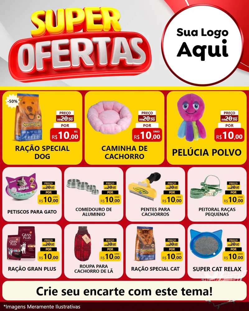 Modelo de Rede Social para Feed Instagram com o tema Super Ofertas para Pet Shop