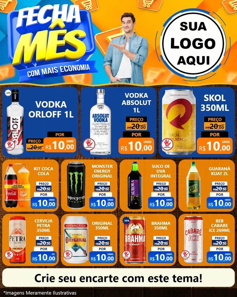 Modelo de Rede Social para Feed Instagram com o tema Fecha Mês Com Mais Economia para Distribuidora de bebidas