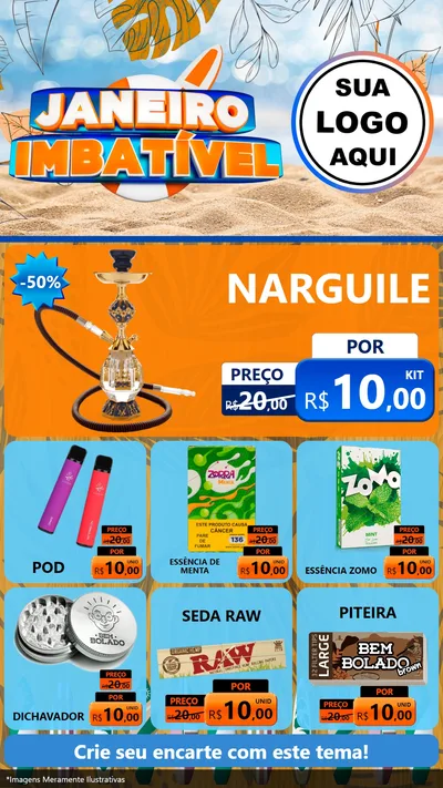 Modelo de Rede Social para Stories com o tema Janeiro Imbatível para Tabacaria