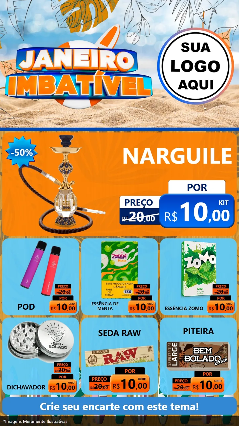 Modelo de Rede Social para Stories com o tema Janeiro Imbatível para Tabacaria