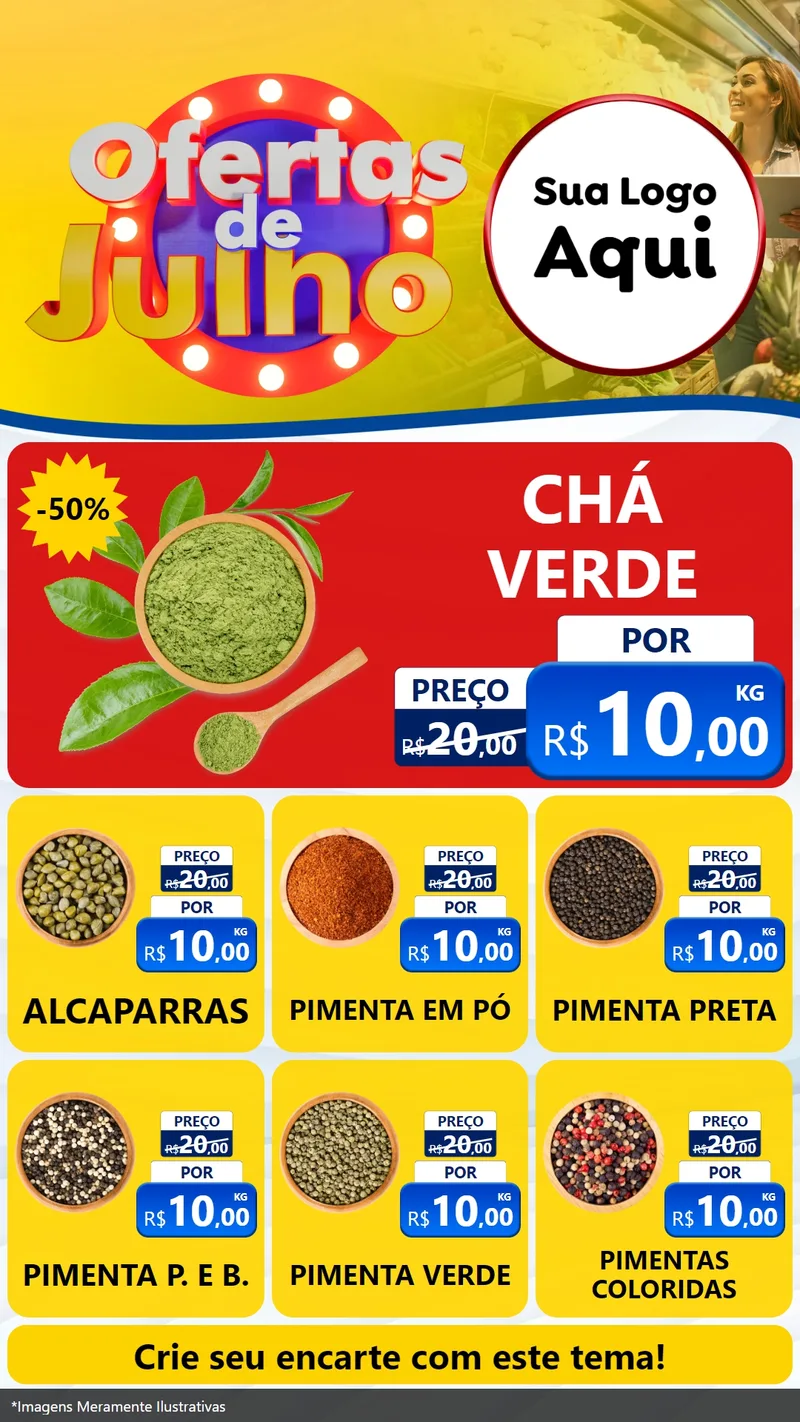 Modelo de Rede Social para Stories com o tema Ofertas de Julho para Produtos Naturais