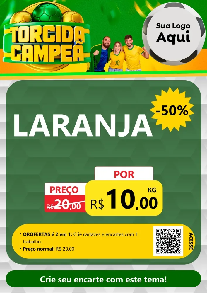 Modelo de Cartaz para Cartaz A4 Vertical com o tema Torcida Campeã - Copa para Hortifrúti