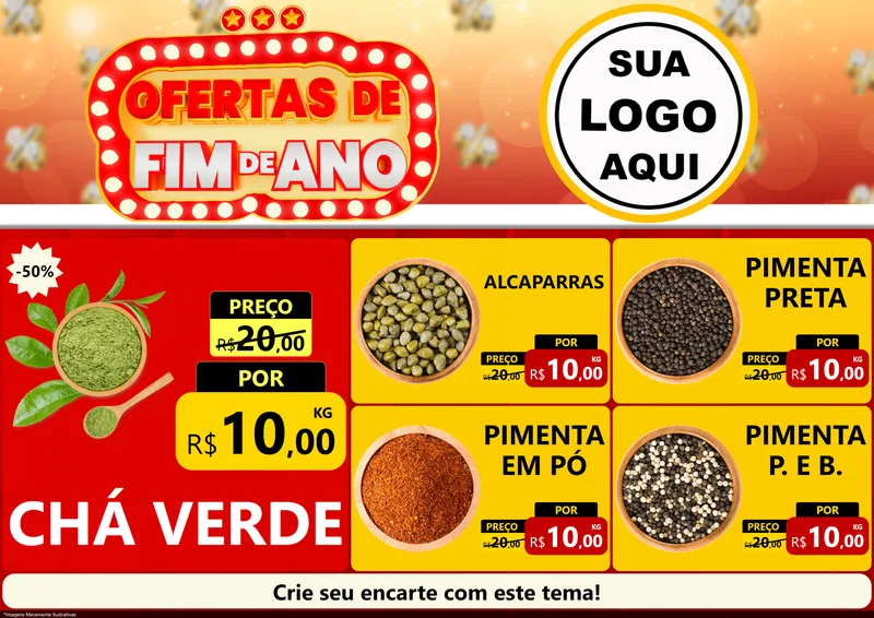 Modelo de Encarte para Encarte A4 Horizontal com o tema Ofertas de Fim de Ano para Produtos Naturais