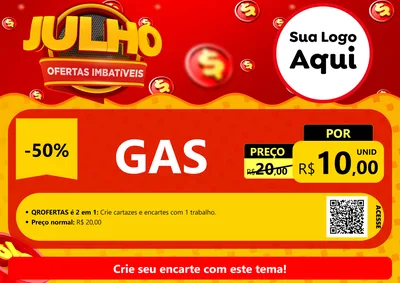 Modelo de Cartaz para Cartaz A4 Horizontal com o tema Julho Ofertas Imbatíveis para Água e gás