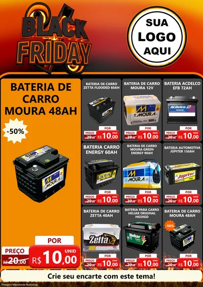 Modelo de Encarte para Encarte A4 Vertical com o tema Black Friday para Baterias Elétricas