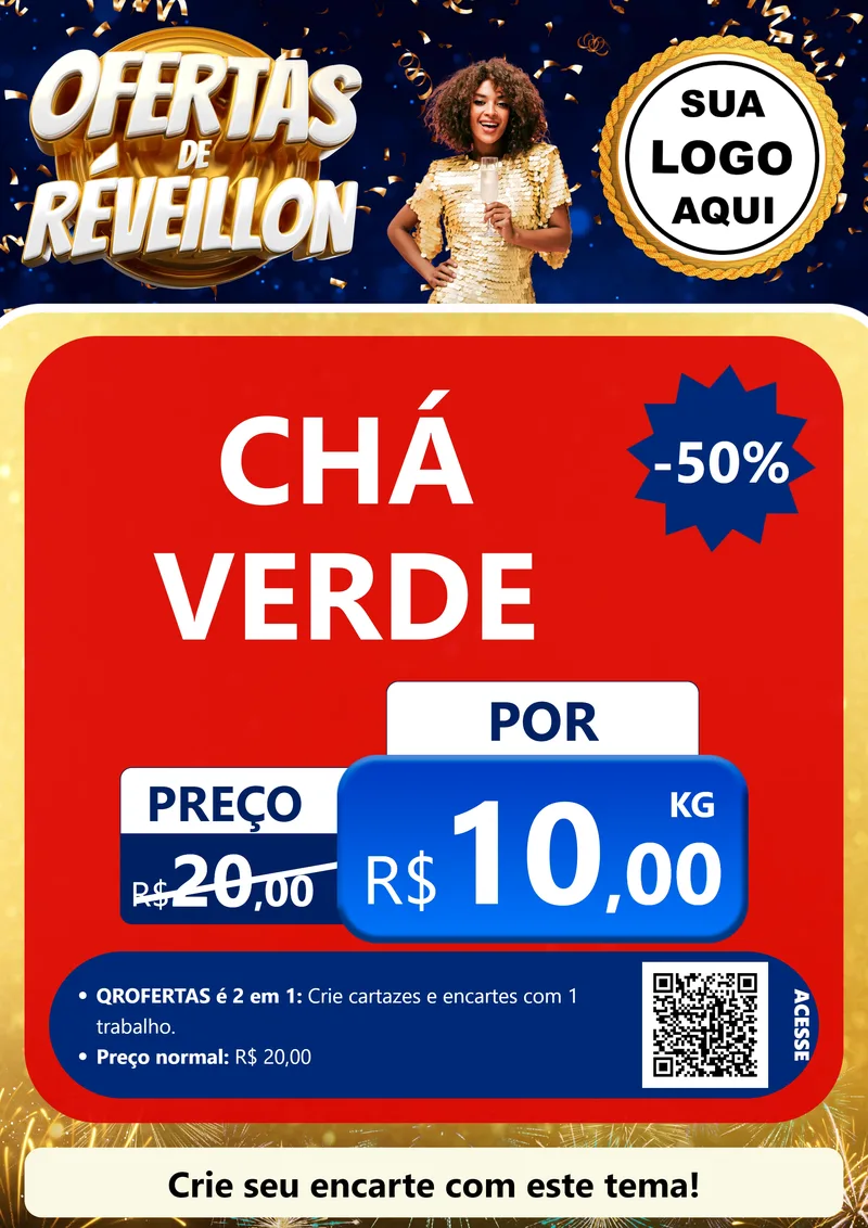 Modelo de Cartaz para Cartaz A4 Vertical com o tema Ofertas de Réveillon para Produtos Naturais