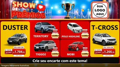 Modelo de TV para TV Horizontal com o tema Show de Prêmios para Concessionaria de Carros