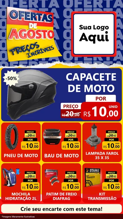 Modelo de Rede Social para Stories com o tema Ofertas de Agosto - Preços Incríveis para Moto peças