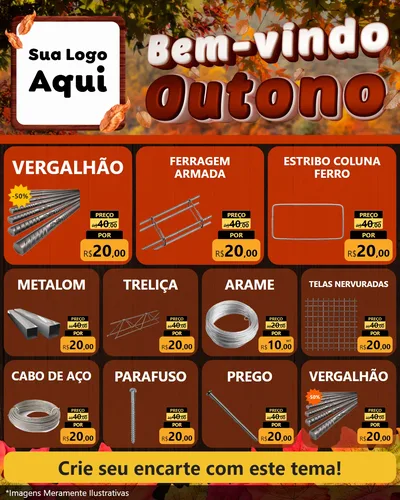 Modelo de Rede Social para Feed Instagram com o tema Bem-vindo Outono para Ferragens