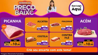 Modelo de TV para TV Horizontal com o tema Semana do Preço Baixo para Açougue