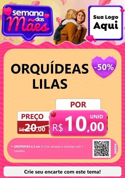 Modelo de Cartaz para Cartaz A4 Vertical com o tema Semana das Mães para Floricultura e jardim