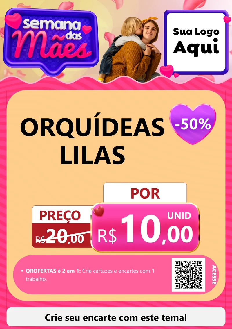 Modelo de Cartaz para Cartaz A4 Vertical com o tema Semana das Mães para Floricultura e jardim