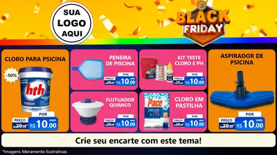 Modelo de TV para TV Horizontal com o tema Black Friday para Produtos para Piscina