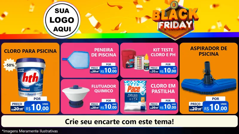 Modelo de TV para TV Horizontal com o tema Black Friday para Produtos para Piscina