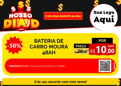 Modelo de Cartaz para Cartaz A4 Horizontal com o tema Nosso Dia D para Baterias Elétricas