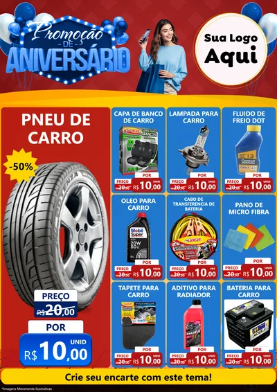 Modelo de Encarte para Encarte A4 Vertical com o tema Promoção de Aniversário para Auto peças