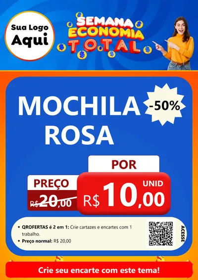 Modelo de Cartaz para Cartaz A4 Vertical com o tema Semana Economia Total para Papelaria