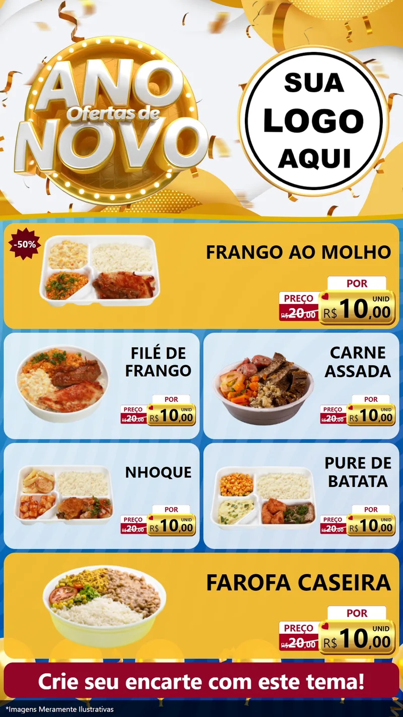Modelo de TV para TV Vertical com o tema Ofertas de Ano Novo para Restaurante