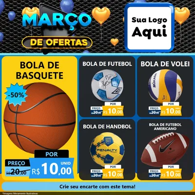 Modelo de Rede Social para Feed Facebook com o tema Março de Ofertas para Artigos Esportivos