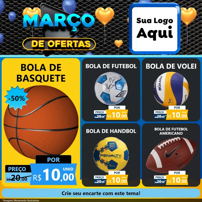 Modelo de Rede Social para Feed Facebook com o tema Março de Ofertas para Artigos Esportivos