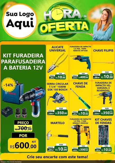Modelo de Encarte para Encarte A4 Vertical com o tema Hora da Oferta para Maquinas e Ferramentas