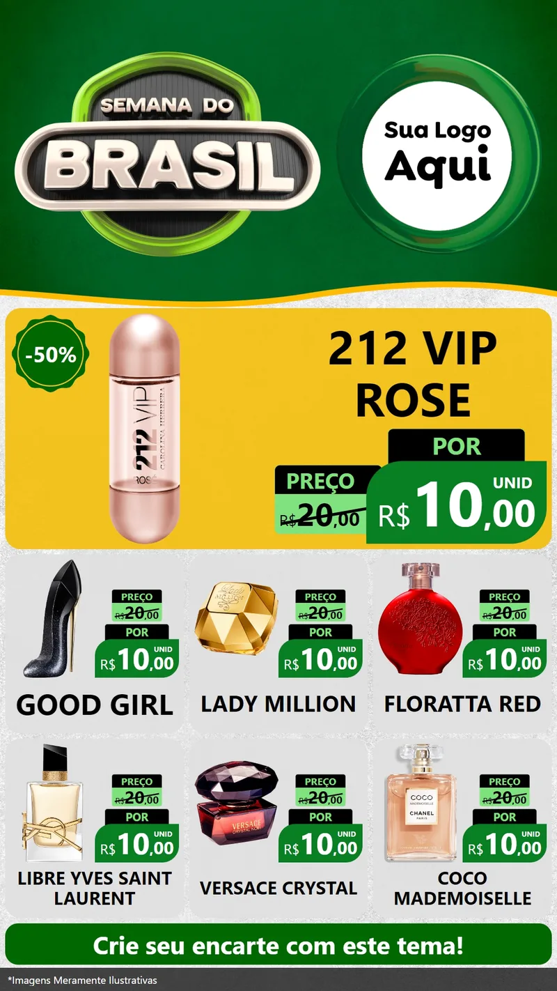 Modelo de Rede Social para Stories com o tema Semana do Brasil para Perfumes