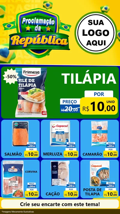Modelo de Rede Social para Stories com o tema Proclamação da República para Peixaria