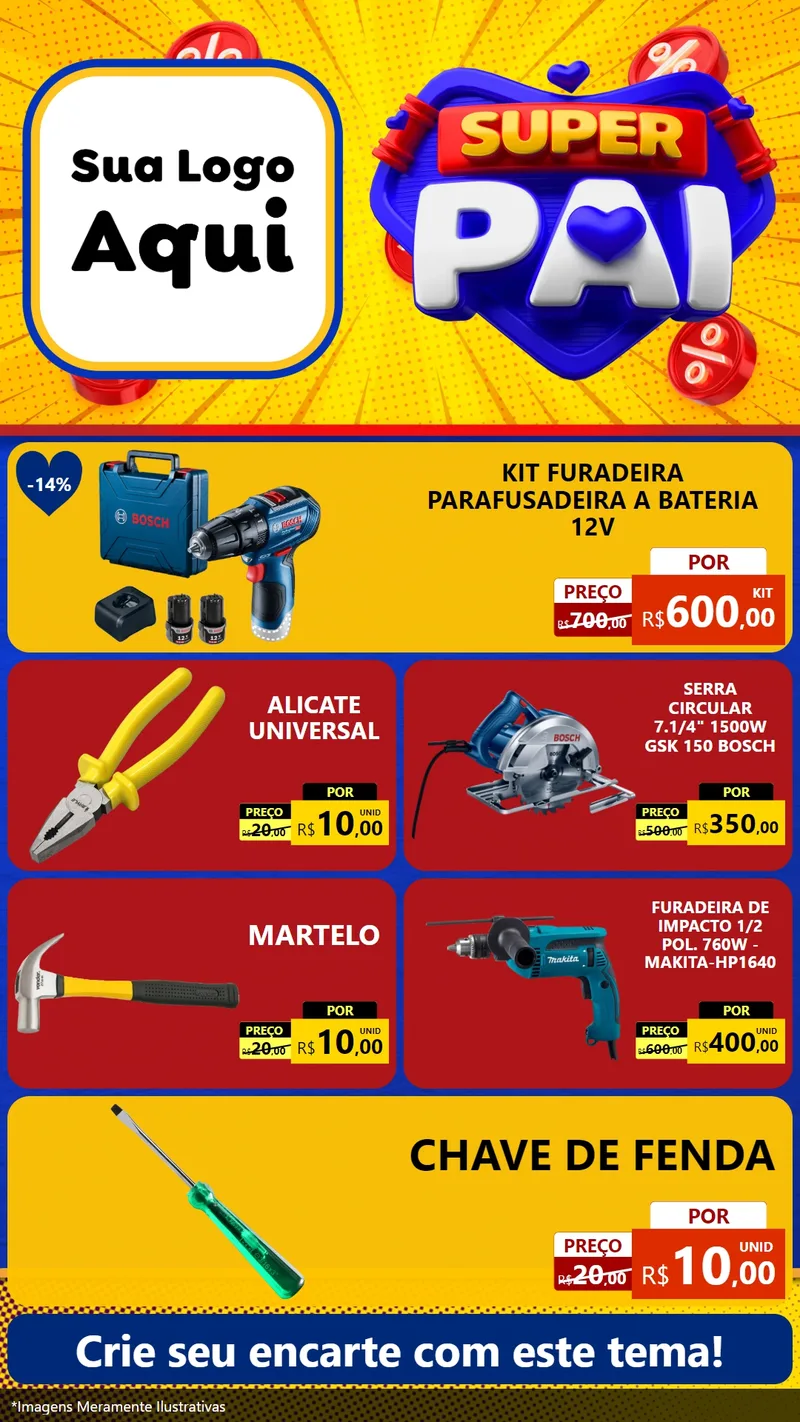 Modelo de TV para TV Vertical com o tema Super Pai para Maquinas e Ferramentas