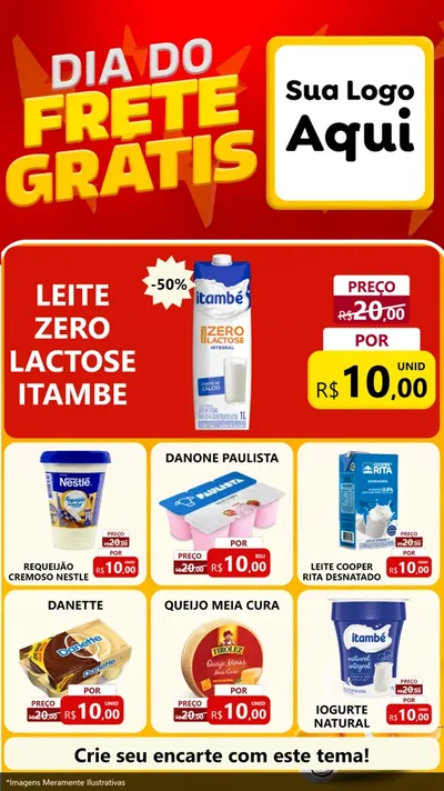 Modelo de Rede Social para Stories com o tema Dia do Frete Grátis para Frios e Laticínios