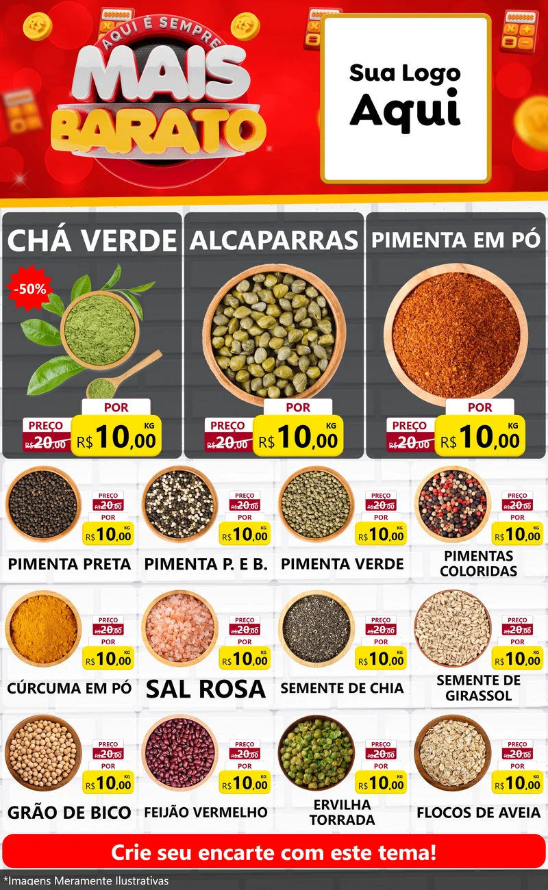 Modelo de Encarte para Encarte Grande com o tema Mais Barato para Produtos Naturais