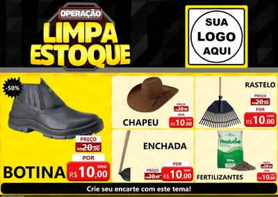 Modelo de Encarte para Encarte A4 Horizontal com o tema Operação Limpa Estoque para Agropecuária