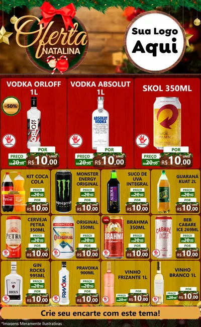 Modelo de Encarte para Encarte Grande com o tema Ofertas Natalina para Distribuidora de bebidas