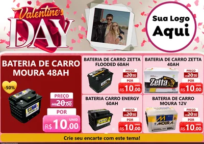 Modelo de Encarte para Encarte A4 Horizontal com o tema Valentine's Day para Baterias Elétricas