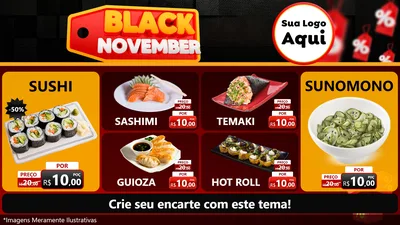 Modelo de TV para TV Horizontal com o tema Black November para Comida japonesa