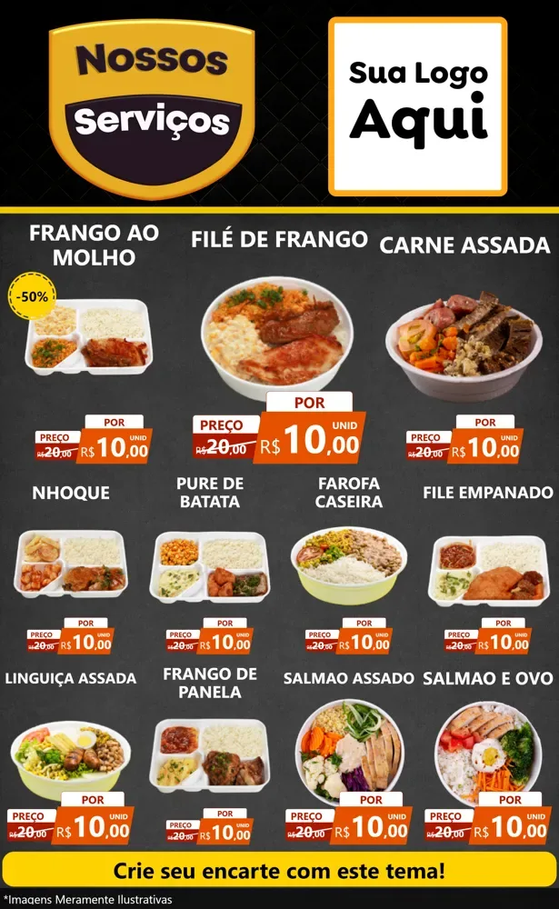Modelo de Encarte para Encarte Grande com o tema Nossos Serviços para Restaurante