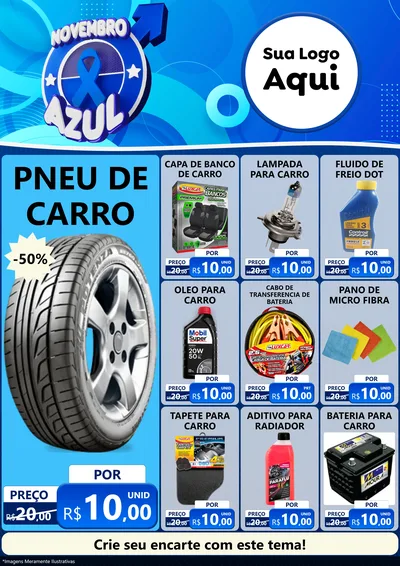 Modelo de Encarte para Encarte A4 Vertical com o tema Novembro Azul para Auto peças