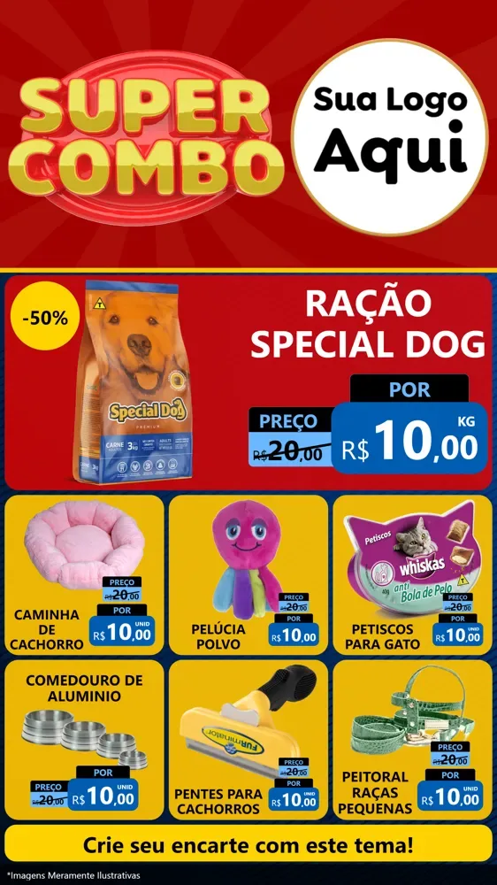 Modelo de Rede Social para Stories com o tema Super Combo para Pet Shop