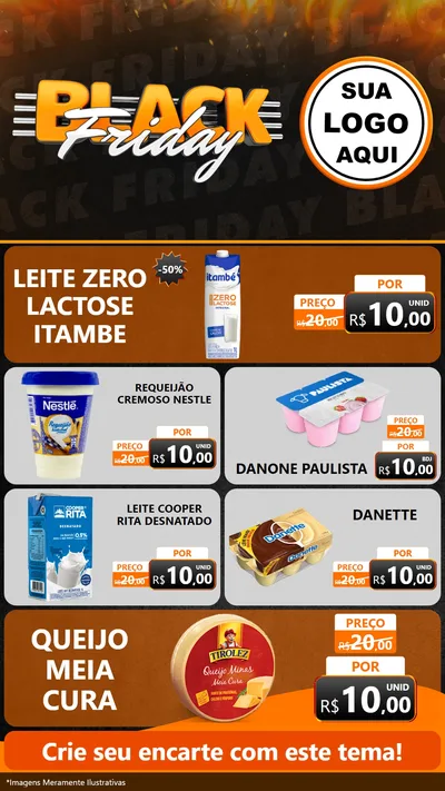 Modelo de TV para TV Vertical com o tema Black Friday para Frios e Laticínios