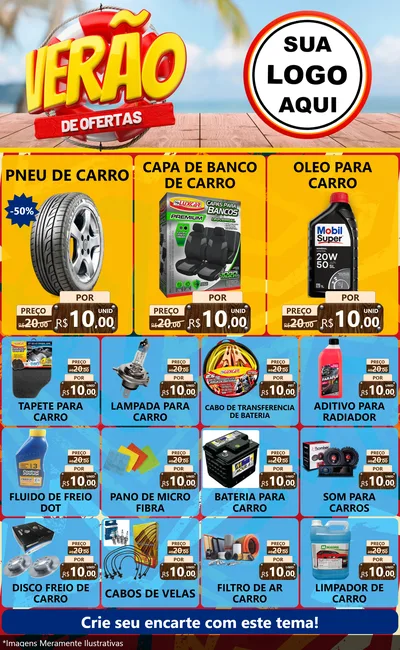 Modelo de Encarte para Encarte Grande com o tema Verão de Ofertas para Auto peças