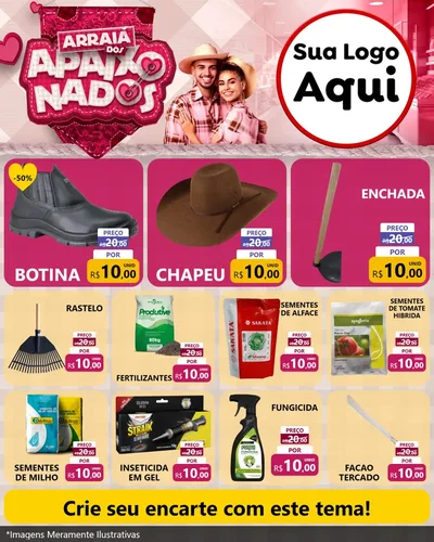 Modelo de Rede Social para Feed Instagram com o tema Arraiá dos Apaixonados - Junina para Agropecuária