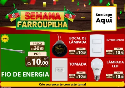 Modelo de Encarte para Encarte A4 Horizontal com o tema Semana Farroupilha para Materiais Elétricos