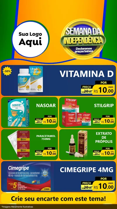 Modelo de TV para TV Vertical com o tema Semana da Independência Declaramos Preços Baixos para Farmácia