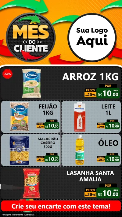 Modelo de TV para TV Vertical com o tema Mês do Cliente para Supermercado