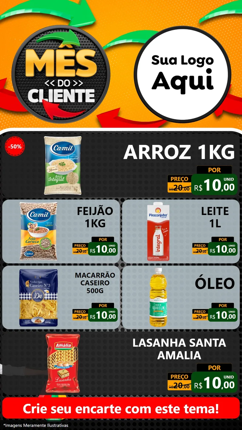Modelo de TV para TV Vertical com o tema Mês do Cliente para Supermercado
