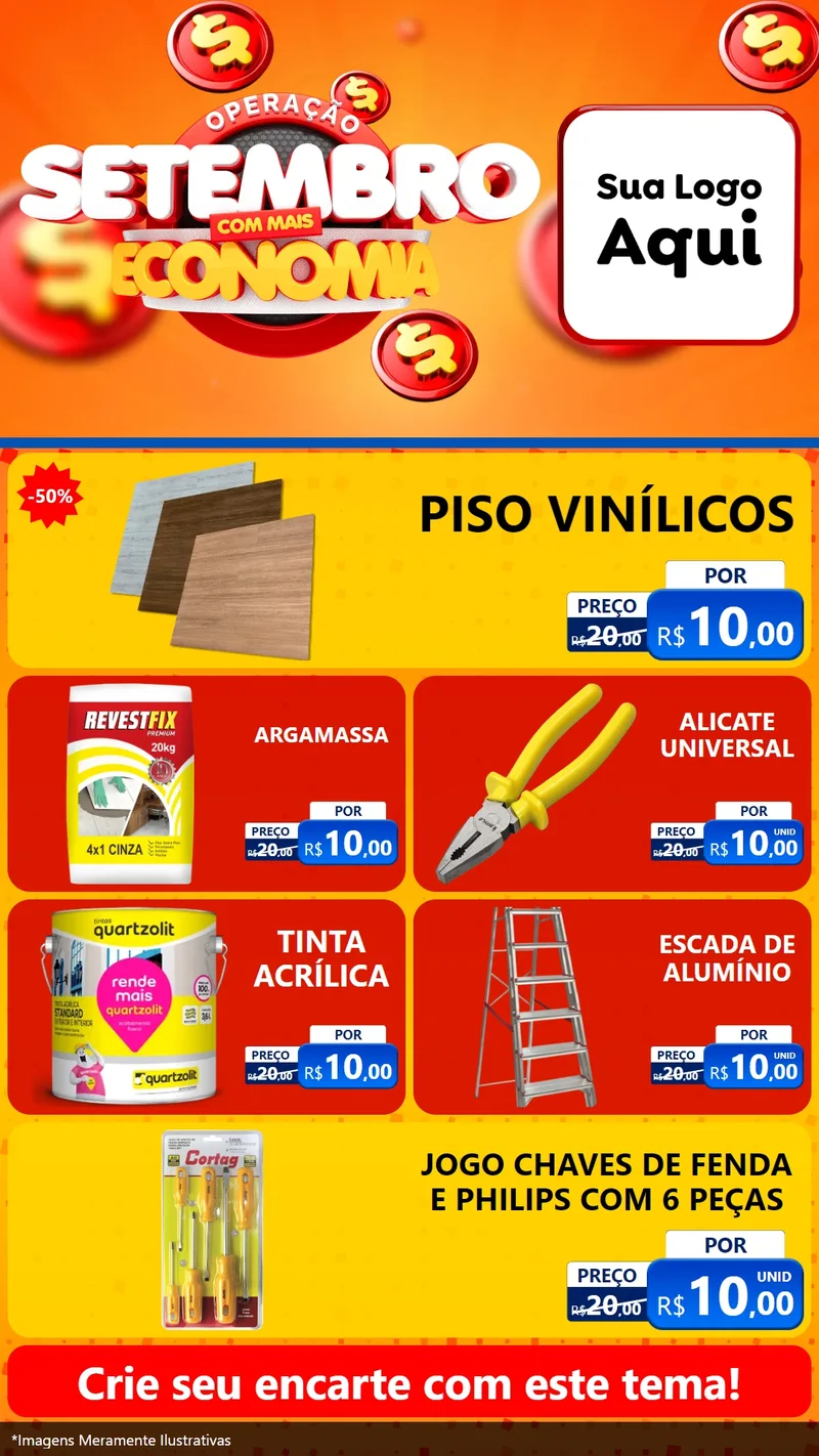 Modelo de TV para TV Vertical com o tema Operação Setembro Com Muita Economia para Material para Construção