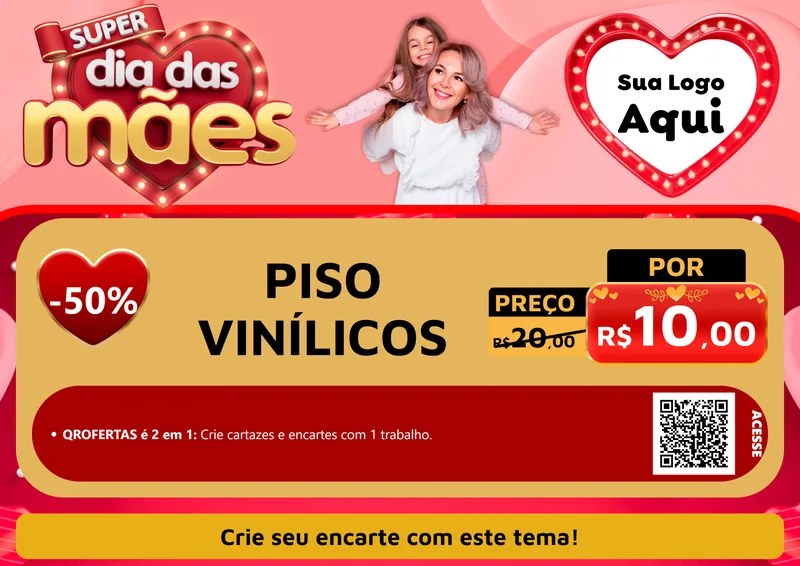 Modelo de Cartaz para Cartaz A4 Horizontal com o tema Super Dia Das Mães para Material para Construção