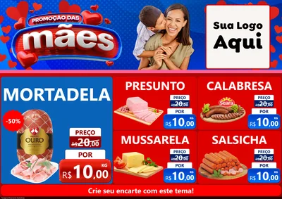 Modelo de Encarte para Encarte A4 Horizontal com o tema Promoção das Mães para Frios e Laticínios