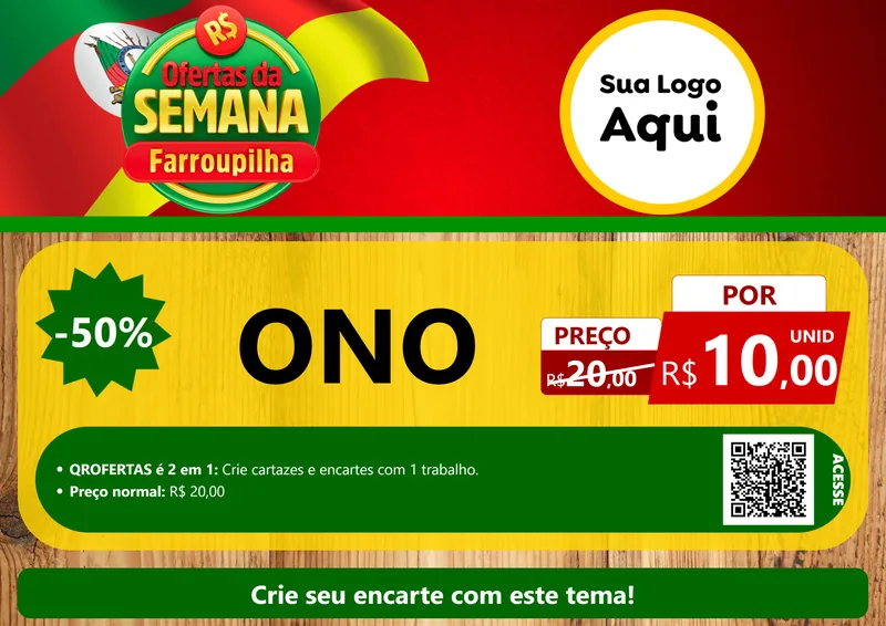Modelo de Cartaz para Cartaz A4 Horizontal com o tema Ofertas da Semana Farroupilha para Óticas